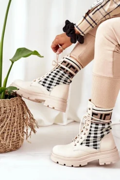 Workery Z Elastycznej Tkaniny Beżowe Love Story