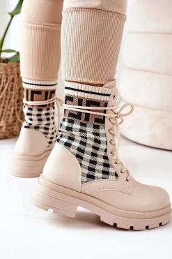 Workery Z Elastycznej Tkaniny Beżowe Love Story