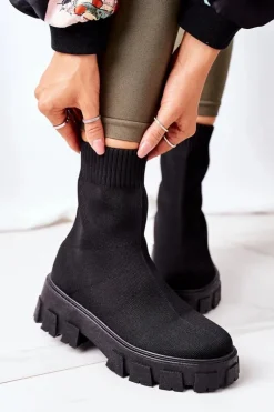 Workery Z Elastycznej Tkaniny Na Platformie Czarne Inspiration