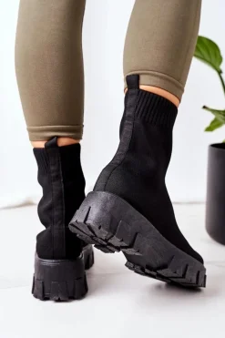 Workery Z Elastycznej Tkaniny Na Platformie Czarne Inspiration