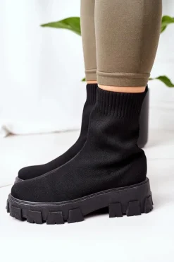 Workery Z Elastycznej Tkaniny Na Platformie Czarne Inspiration