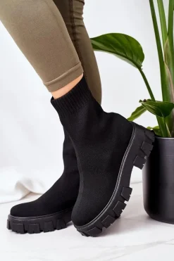 Workery Z Elastycznej Tkaniny Na Platformie Czarne Inspiration