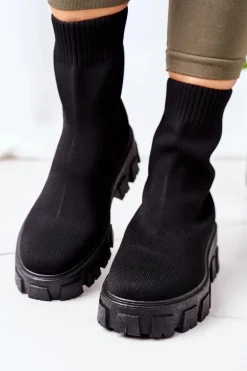 Workery Z Elastycznej Tkaniny Na Platformie Czarne Inspiration