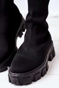 Workery Z Elastycznej Tkaniny Na Platformie Czarne Inspiration