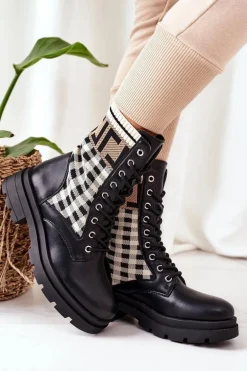 Workery Z Elastycznej Tkaniny Czarne Love Story