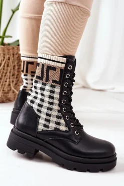 Workery Z Elastycznej Tkaniny Czarne Love Story