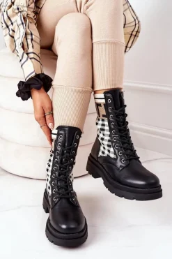 Workery Z Elastycznej Tkaniny Czarne Love Story