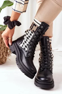 Workery Z Elastycznej Tkaniny Czarne Love Story