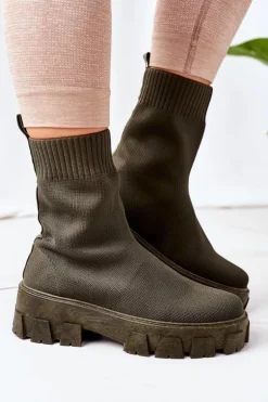 Workery Z Elastycznej Tkaniny Na Platformie Zielone Inspiration