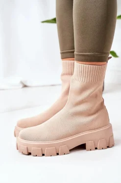 Workery Z Elastycznej Tkaniny Na Platformie Beżowe Inspiration