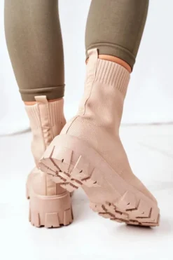 Workery Z Elastycznej Tkaniny Na Platformie Beżowe Inspiration