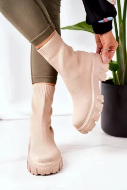 Workery Z Elastycznej Tkaniny Na Platformie Beżowe Inspiration