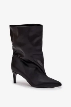 Wsuwane Botki Damskie Na Szpilce Czarne Solvienne