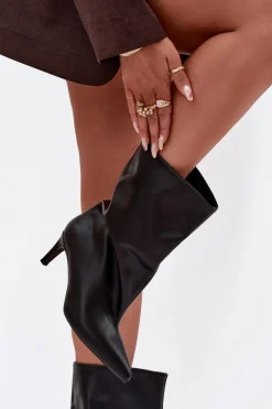 Wsuwane Botki Damskie Na Szpilce Czarne Solvienne