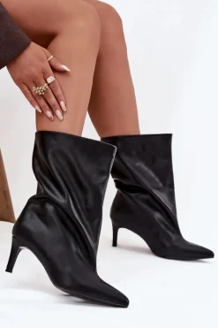 Wsuwane Botki Damskie Na Szpilce Czarne Solvienne