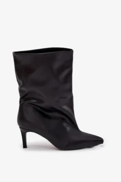 Wsuwane Botki Damskie Na Szpilce Czarne Solvienne