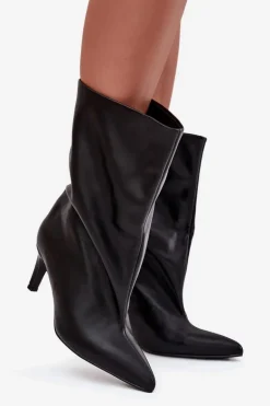 Wsuwane Botki Damskie Na Szpilce Czarne Solvienne