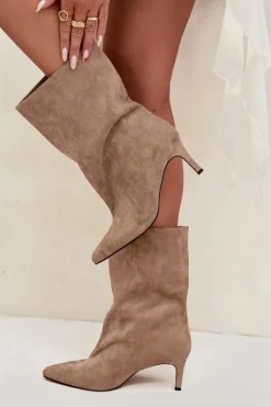 Wsuwane Botki Damskie Na Szpilce Beżowe Solvienne