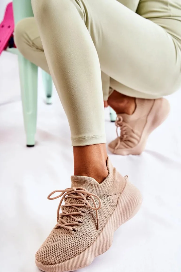 Wsuwane Buty Sportowe Damskie Beżowe Dalmiro