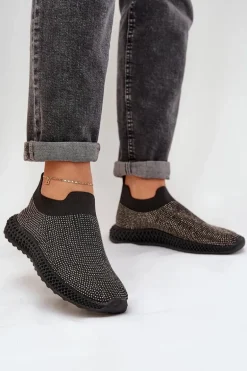 Wsuwane Buty Sportowe Damskie Ze Zdobieniem D&A TW121 Czarne