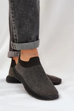 Wsuwane Buty Sportowe Damskie Ze Zdobieniem D&A TW121 Czarne