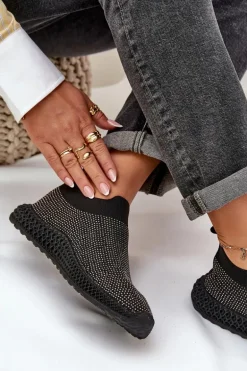Wsuwane Buty Sportowe Damskie Ze Zdobieniem D&A TW121 Czarne