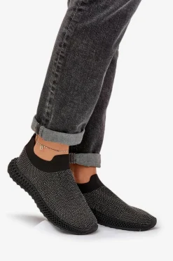 Wsuwane Buty Sportowe Damskie Ze Zdobieniem D&A TW121 Czarne