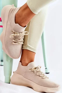 Wsuwane Buty Sportowe Damskie Jasnobeżowe Dalmiro