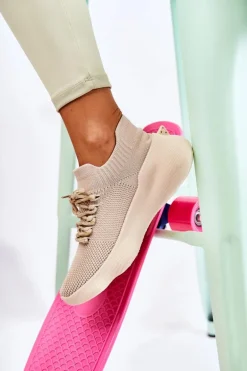 Wsuwane Buty Sportowe Damskie Jasnobeżowe Dalmiro