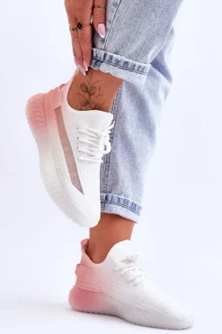 Wsuwane Buty Sportowe Ombre Biało-Różowe Boston