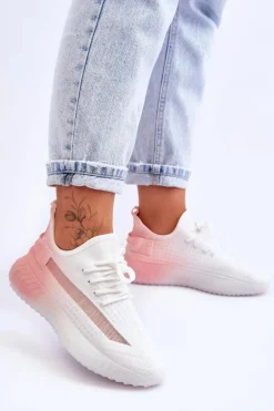 Wsuwane Buty Sportowe Ombre Biało-Różowe Boston