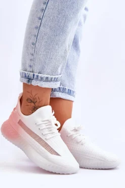 Wsuwane Buty Sportowe Ombre Biało-Różowe Boston