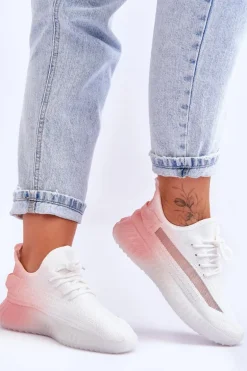 Wsuwane Buty Sportowe Ombre Biało-Różowe Boston