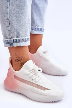 Wsuwane Buty Sportowe Ombre Biało-Różowe Boston