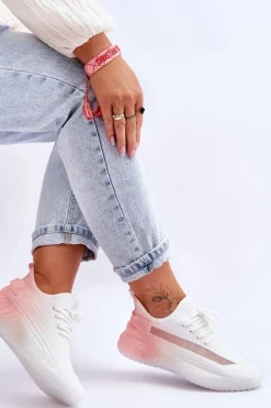 Wsuwane Buty Sportowe Ombre Biało-Różowe Boston