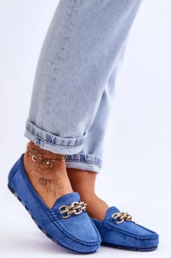 Wsuwane Damskie Zamszowe Mokasyny Niebieskie Sorento