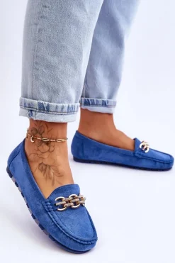 Wsuwane Damskie Zamszowe Mokasyny Niebieskie Sorento