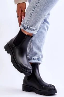 Wsuwane Gumowe Botki Kalosze Sztyblety Czarne Carme