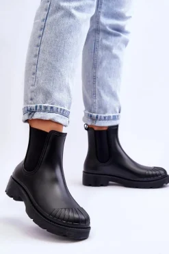 Wsuwane Gumowe Botki Kalosze Sztyblety Czarne Carme