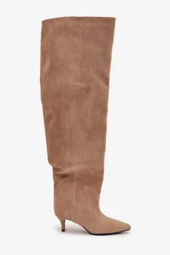 Wsuwane Kozaki Damskie Na Szpilce Beżowe Ysolienne