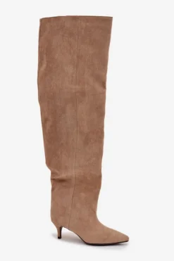 Wsuwane Kozaki Damskie Na Szpilce Beżowe Ysolienne