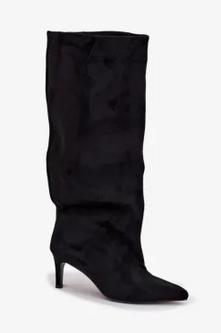 Wsuwane Kozaki Damskie Na Szpilce Czarne Taffine