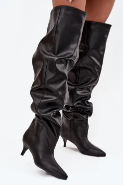 Wsuwane Kozaki Damskie Na Szpilce Czarne Ysolienne