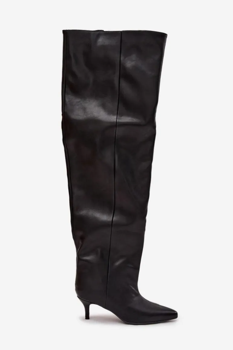 Wsuwane Kozaki Damskie Na Szpilce Czarne Ysolienne