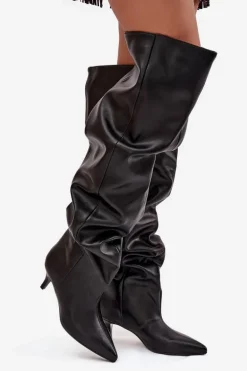 Wsuwane Kozaki Damskie Na Szpilce Czarne Ysolienne