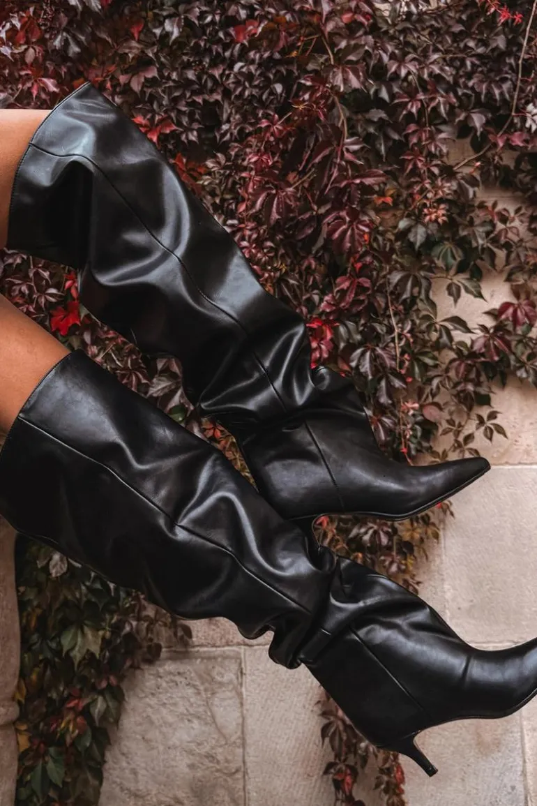 Wsuwane Kozaki Damskie Na Szpilce Czarne Ysolienne