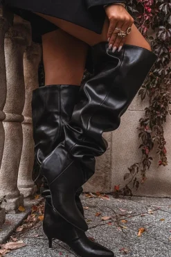 Wsuwane Kozaki Damskie Na Szpilce Czarne Ysolienne