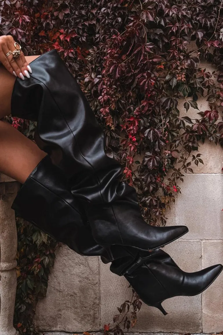 Wsuwane Kozaki Damskie Na Szpilce Czarne Ysolienne