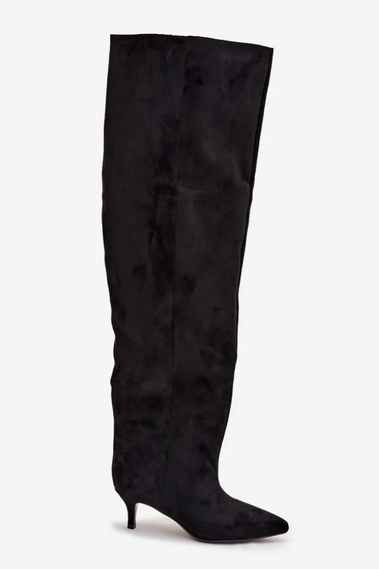 Wsuwane Kozaki Damskie Na Szpilce Czarne Ysolienne