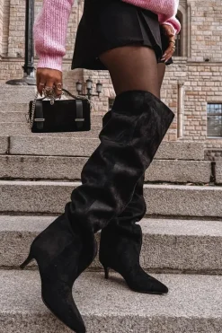 Wsuwane Kozaki Damskie Na Szpilce Czarne Ysolienne